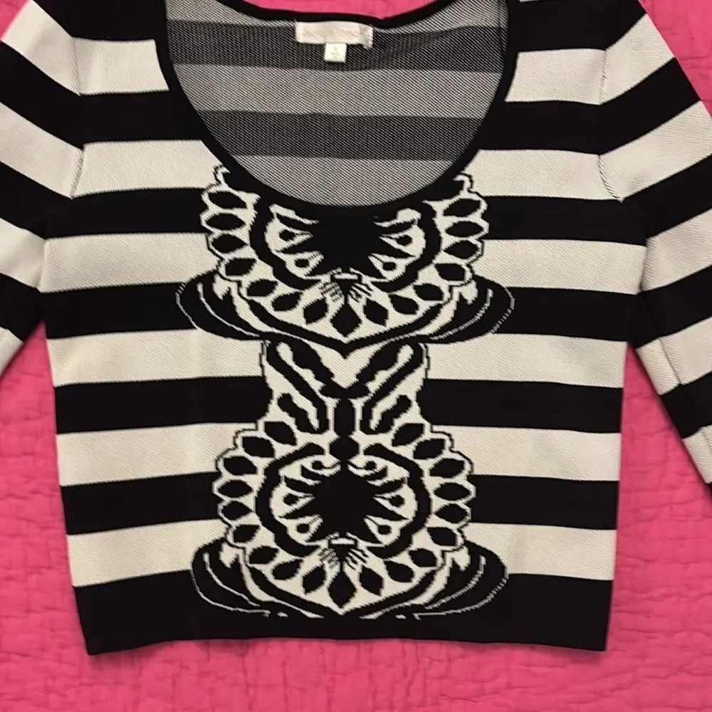 Jealous Tomato Black and White Striped Women's Top, S